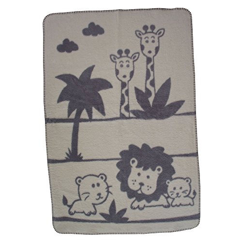 Richter Textilien Babydecke Leo 75 x 100 cm Bio-Baumwolle Titan
