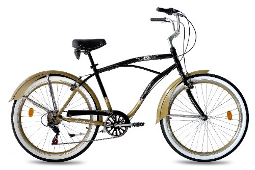 26″ BEACHCRUISER KCP ER 2.0 HERRENFAHRRAD 6 Gang SHIMANO schwarz gold RETRO LOOK – 66,0 cm (26 Zoll) - 2