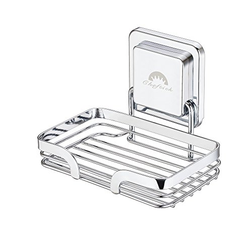 Cheftick Portapiatti in Acciaio Inox Strong fissato al Muro, Rimovibile e Riutilizzabile, Porta Sapone in Spugna per Bagno e Cucina, nessun chiodo Senza Foratura