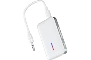 OQIMAX Bluetooth 5.3 Aux Adapter for Car, 3.5mm Wireless Bluetooth Transmitter and Receiver with Noise Reduction, Low Latency, Support TF Card, Volume Control, for TV PC Headphones Speakers Stereo