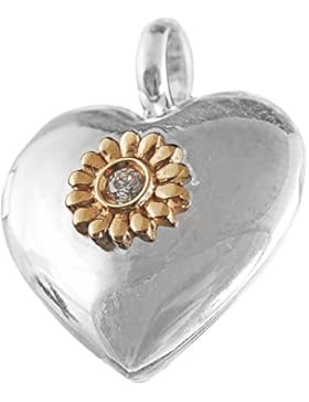 Thomas Sabo Medaillon Herz Anhänger mit Öse Silber mit Gold und Diamant 15 mm SD_PE0008-179-14