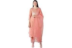 Vaamsi Damen Seidenmischung Pailletten Passe Design Gerade Kurta Hose mit Dupatta