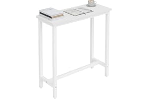 WOLTU Mesa de Bar de Bistro de Comedor con Estructura de Metal, MDF, 100x40x100cm (WxDxH) Blanco