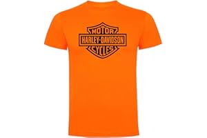 T-shirt Orange Harley Davidson Logo Homme 100% Coton