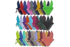 RIDING GEARS Horse Ear Bonnet Fly Veil Crochet Equestrian with Piping 30 Colors Full/COB/Pony (Full, Mint Green)