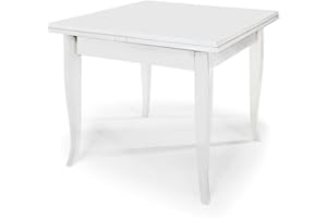 Spazio Casa Tavolo quadrato bianco 80x80 allungabile con piede a sciabola