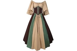 AEGJEGVD 2025 Mittelalter Kleid Damen Renaissance Retro Partykleid Mittelalter Kostüme Damen Gothic Kleider Halloween Karneval Kostüm Damen Vintage Maxikleid Für Halloween Karneval Kostüm