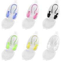 Kit Natation ZKGYUS - 2 Pinces Nez Silicone + 2 Paires Bouchons Oreilles - Bleu Et Rose