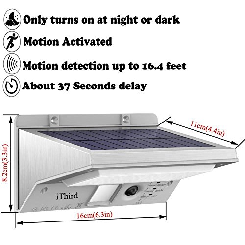 iThird Solarleuchte mit bewegungsmelder für Garten, Veranda, Treppen, Terrasse, Garagen, Eingang, 21 superhelle LEDs, 3 Beleuchtungsmodi, Metallgehäuse(Warmweiß) - 2