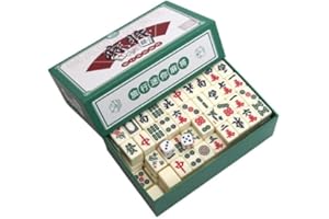 Paucator Mini Mahjong Set Mahjong Spielset Beige Color mit Box Chinese Mah Jong Set Mayong Spiele Set