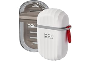 DENTSHIELD 2 Pcs Travel Soap Dish with Lid, Mini Soap Case Soap Bar Leak Proof Waterproof Portable Travel Soap Box Container,Shower Soap Holder,Bathroom,Kitchen,Counter Top,Easy Cleaning (White+Brow)