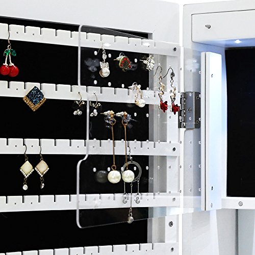 Songmics Schmuckschrank Türmontage / Wandmontage mit LED Beleuchtung weiß JBC28W - 3