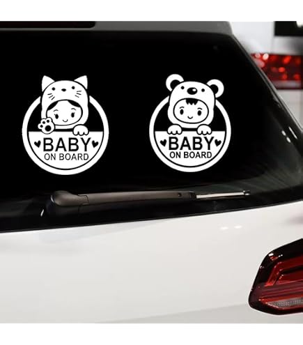 Leniutor Adesivo per auto con scritta Baby On Board, in vinile impermeabile ad alta intensità, riflettente ad alta intensità, per bambini, cartello di sicurezza per auto, finestrino, paraurti, 15,2