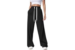 Getervb Pantalon Jogging Femme Pantalon de Sport Taille Haute Pantalon de Survêtement Baggy avec Poches Pantalon de Détente pour Yoga Running Fitness Training