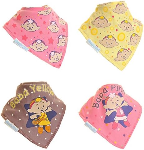 Cloudbabies Official Baby Boys/Girls Snap Fastened Bandana Bibs (Pack Of 4) (One Size) (Pink/Yellow/Beige)
