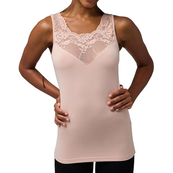 T-shirt Thermique Femme Sans Manches En Dentelle - Niveau Chaleur 3/5, 92% Polyester 8% Élasthanne - Pour Journées Fraîches