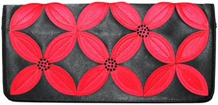 Claudia Canova Floral Clutch Bag - Black and Red