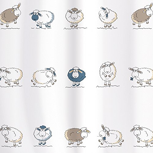 Tatkraft Funny Sheep Duschvorhang 180X180cm Peva Wasserdicht Schimmelfrei mit 12 Duschringen - 3