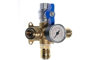 KDT Répartiteur d'air comprimé EVM 15-3 AD Embrayage 3 positions Robinet à boisseau sphérique 1/2 Manomètre en laiton