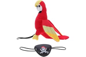 UKCOCO Shoulder Pirate Parrot Eye Patches Set: Halloween Stuffed Parrot on Shoulder Pirate Costume Accessories for Halloween Party Cosplay - Woman Men Kids Adults