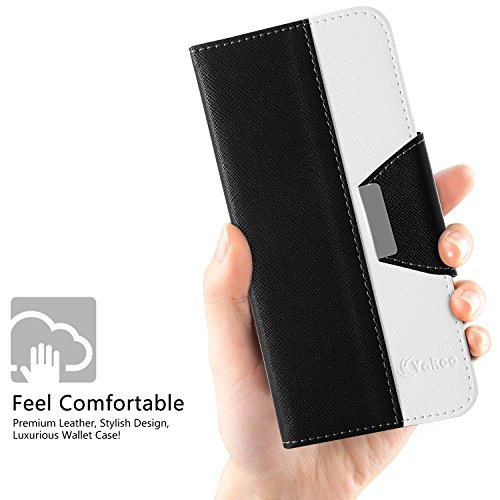 Vakoo Funda Galaxy S7 Edge  Samsung Galaxy S7 Edge Carcasa Case Cuero Premium PU Estilo Libro Tel  fono M  vil Protectora Cover para Samsung Galaxy S7 Edge  Negro Blanco 