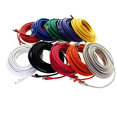 1aTTack CAT5 FTP Netzwerk Patch Kabel mit 2 x RJ45 Stecker Set (10 Farben, 10 Stück) 5m - 5