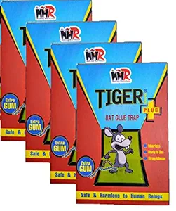 Tiger Rat Glue Trap Set of 4 Mouse Roda Type with Peanut Butter Smell Trap Non-Toxic Glue Pad
