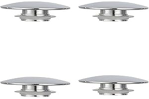 HOHOVYVY Lot de 4 bouchons de lavabo Up - 66 mm - Argent chromé - Bouton pression - Pour lavabo