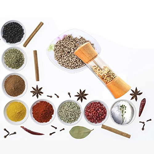 Pfeffermühlen, RuiyiF 6 zoll Eichen-Holz Acryl Küche Pfeffermühle Manuelle Salz-Gewürz Mühle - 4