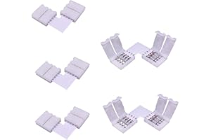 LitaElek 5pcs Conector Esquina Tira LED RGB 5050 10mm Ancho Conector Forma L Cinta LED 4 Pin LED Strip Connector Adaptador L Banda LED 4 Pines Conector ángulo Recto para RGB 5050 LED Strip, Blanco