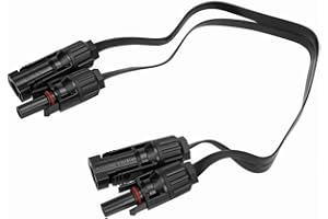 QOXEZY 1 paire de câbles solaires plats PV pour panneau, câble d'extension de 50 cm, câble de connexion plat en cuivre pour station d'alimentation de balcon et caravane