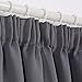 Deconovo Super Soft Solid Thermal Insulated Ready Made Pencil Pleat Blackout Curtains Drak Grey for Bedroom with 2 Tiebacks 140x175cm 2 Panels