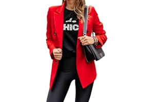 Minetom Donna Blazer Lungo Elegante Tinta Unita Ufficio Business Festa Manica Lunga Cappotto Giacca con Bottoni Tasche
