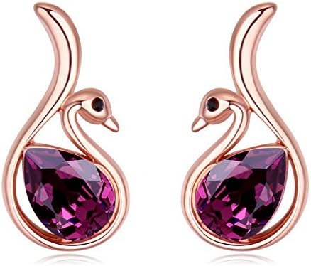 Oudora Swan Shaped Style Made with Swarovski Crystal Fashion Women Jewelry Earrings