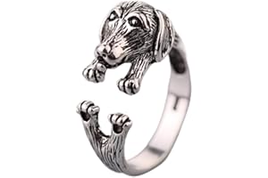 PRAK Damen Ring 925 Sterling Silber Verstellbar, Hund Tier Lady Modeschmuck Fingerring Persönlichkeit Design Cute Verschleiß Geburtstagsgeschenk Student Style Bankett Notwendig