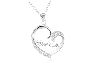 GUOYU Regalo Nonna Collane Nonna Regalo Natale per Nonna Collana Donna regalo Compleanno Nonna Regalo Natale per Nonna Cuore Diamante Collana Argento Pendent