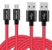 Produktbild TOPLUS Micro USB Ladekabel [2 Stück] Micro USB Kabel Datenkabel 3m Nylon mit Aluminum Kopf für Tablets, Kindle, PS4 Controller, MP3 Player, Samsung, HTC, Sony, Blackberry, Nexus, LG und alle anderen Geräten mit Micro USB 2.0 Anschluss (Rot)