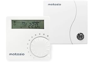Matosio TH611 - Termostato programable inalámbrico con receptor, caldera, ambiente de pared, color blanco