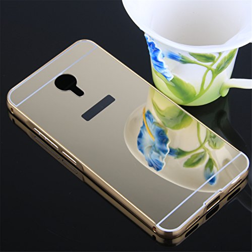 Funda Espejo Aluminio Metal Carcasa para Meizu M3 Note Color Oro