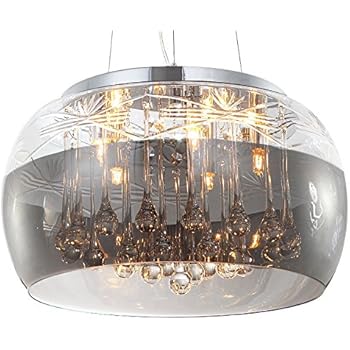 Saint Mossi Lustres De Plafond En Cristal Gouttelette Lustre Éclairage LED Plafonnier Plafond Luminaire Suspension Luminaire Pour Salle A Manger Salle De Bains Chambre Salon 5 E14 52 X 52 X 50 Cm