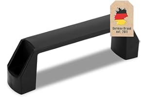 INTIRILIFE Asa de plástico Distancia Entre Agujeros 180 mm Negro - asa de Recambio Universal para maletines, Cajas de Herramientas, cajones, Carcasas, Cajas y Muebles - Robusta, fácil de Montar