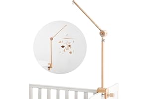 let's make Mobil hållare trä för babysäng, höjdjusterbar och 360° vridbar mobil arm med utökad böjd bas, mobilhållare för babysäng, babytillbehör, barnrumsdekoration