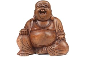 Purity Style Duży, śmiejący się drewniany Budda