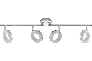 ‎ELC EUROPEAN LIGHTING CIRCLE ELC LED Deckenlampe, Spotbalken drehbar und schwenkbar, Deckenstrahler, 4x 4W LED, Strahler Metall chrom, Spot, Deckenspot