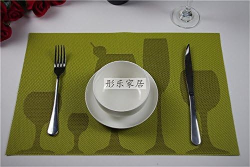 ZHUODIAN Placemat 30*45Cm Home Table Decoration Accessories Heat-Resistent Tableware Pvc Placemat Kitchen Dinning Bowl Plate Waterproof Pad Mat 4Pcs , Green
