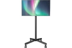 AX WABER Mobilny stojak na telewizor 23-60 cali LCD LED OLED 4K Smart TV mieści do 40 kg, stojak na telewizor z 3-poziomową regulacją wysokości, przechylany wózek TV z obrotowymi kółkami blokującymi,