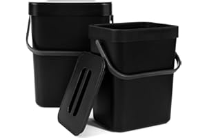 Spesh Lot de 2 Poubelle Suspendue de Cuisine(5L+3L) Poubelle de Table avec Couvercle Petite Poubelle en Plastique pour Cuisine,Salon,Chambre,Salle de Bains(Noir)