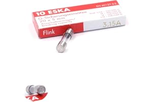 ESKA 10 fusibili rapidi (F) in vetro 3,15 A / 250 VAC 5 x 20 mm