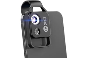 EVIL EYE Microscope téléphonique 200x pour Enfants - Mini Microscope avec CPL - 2 Modes de luminosité - Aucune Application nécessaire pour Microworld