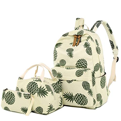 Preisvergleich Produktbild KaixinRoom Girls Schultasche Ananas Print Rucksack Schultertasche Geldbörse (Beige)